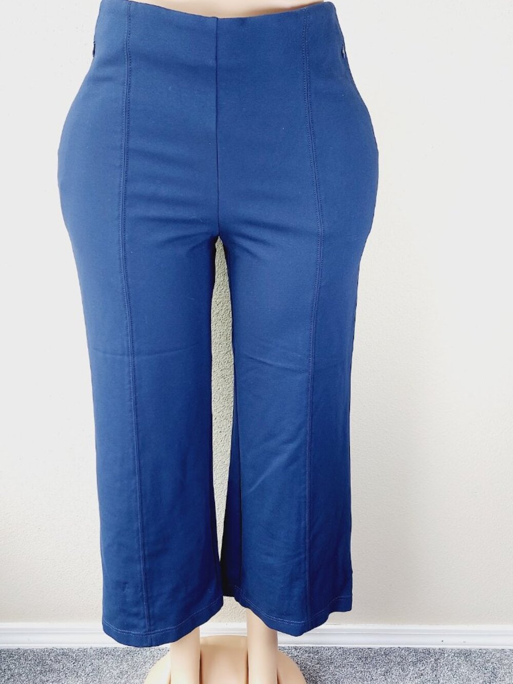 Loft Women's Indigo Blue Waistband Pleated Pull On Wide-Leg Pants Size LP - Picture 2 of 7